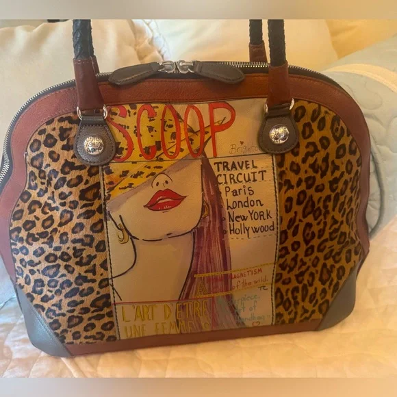 Brighton Fashionista Leopard Print Women's Bowler Bag. Like new - Picture 1 of 4